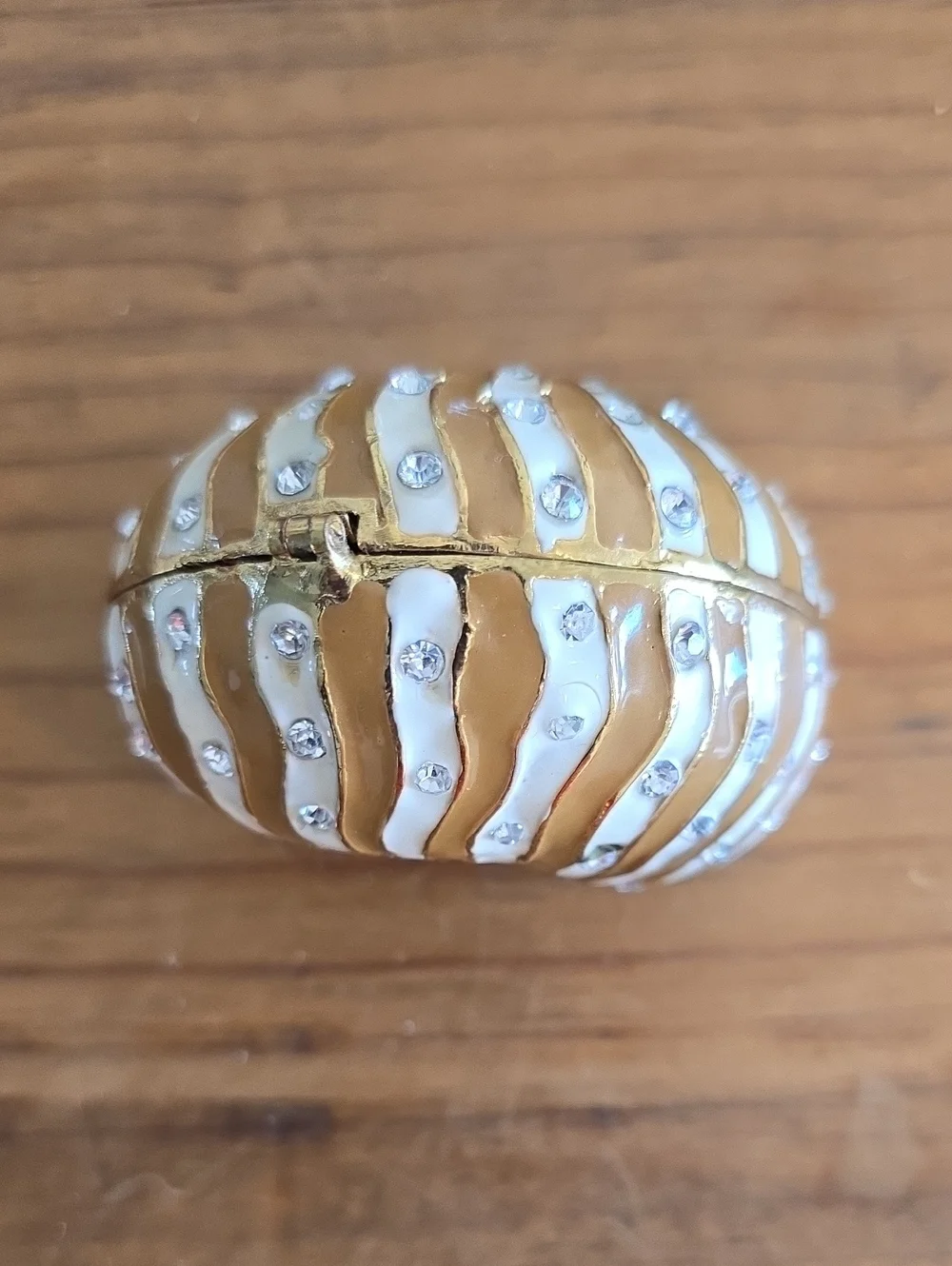 Nautilus Shell Enameled Box with Rhinestones